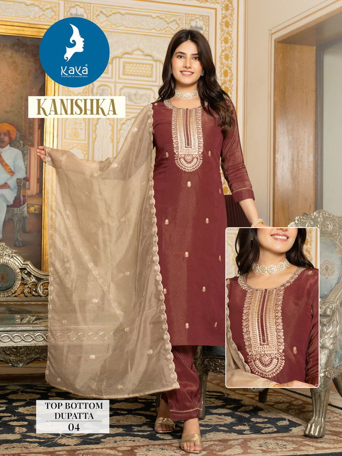 Kanishka By Kaya Tissue Shimmer Kurti With Bottom Dupatta Orders In India